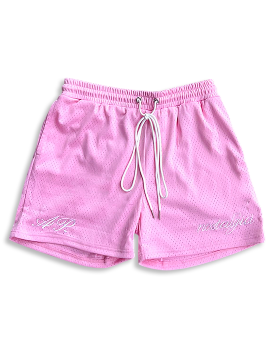 nostalgia x alpha project pink mesh shorts